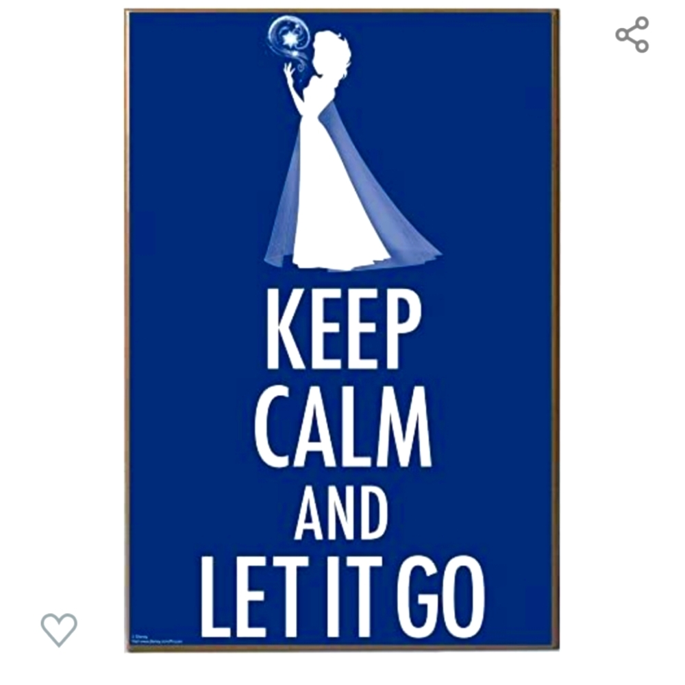 Queen Elsa Keep Calm and Let it Go on navy background13-inch by 19-inch wood w